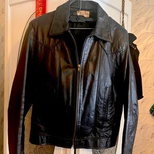 Vintage black genuine leather jacket by Jean Pierre